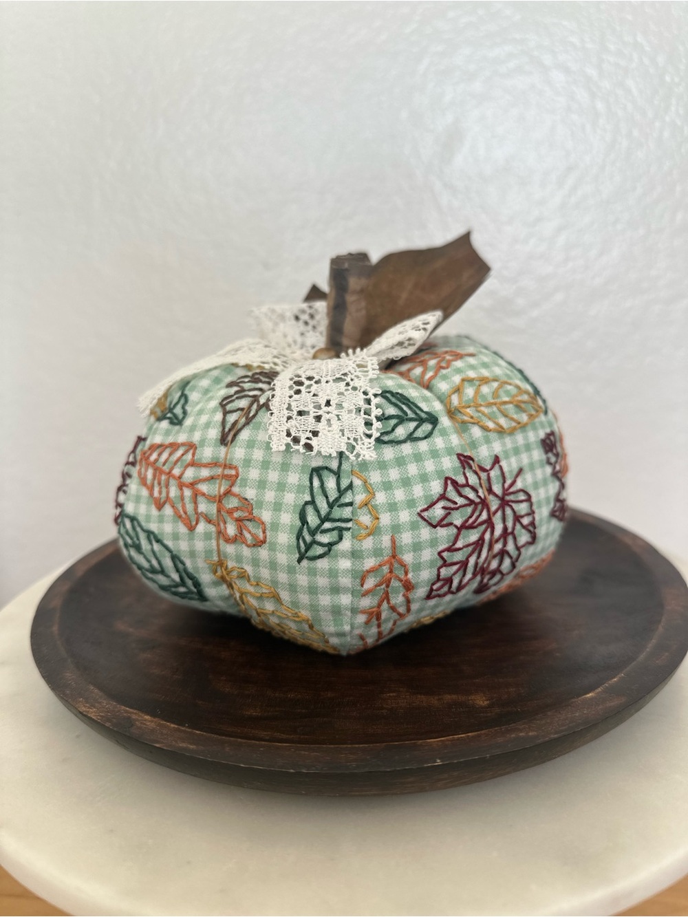 Handmade embroidered cotton pumpkin decoration